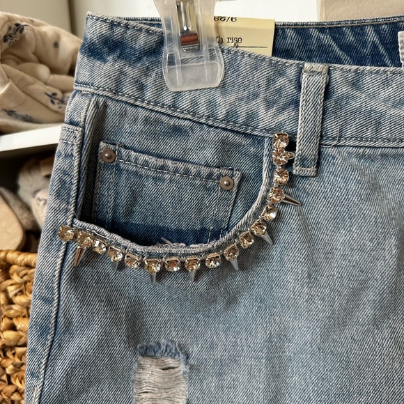 Ban•Jara Denim Shorts with Rhinestones - Picture 2 of 6